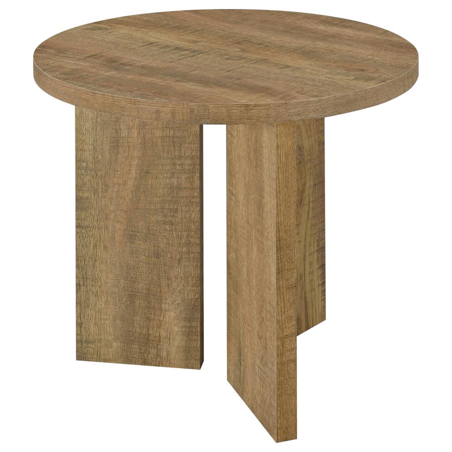 Aragon Round Panel Base End Table Mango