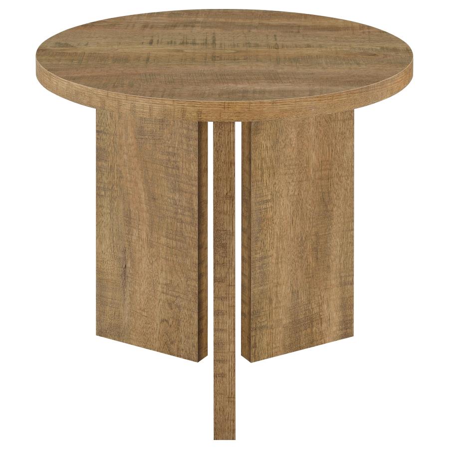 Aragon Round Panel Base End Table Mango