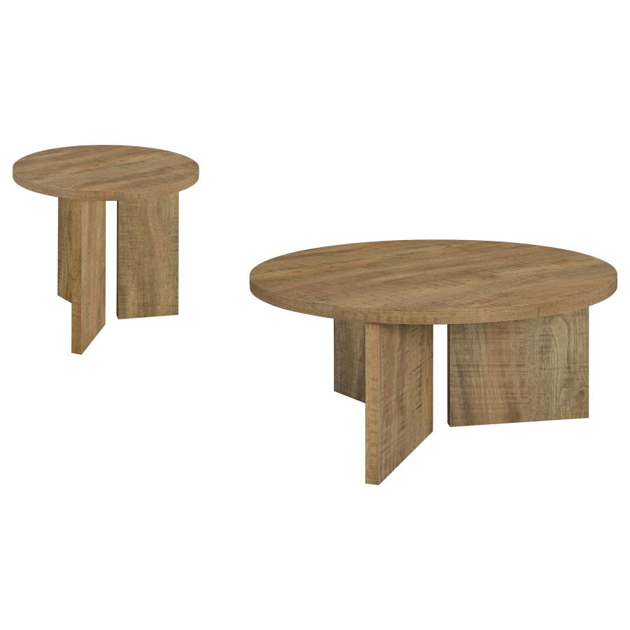 Aragon 2-Piece Round Coffee and End Table Set Mango
