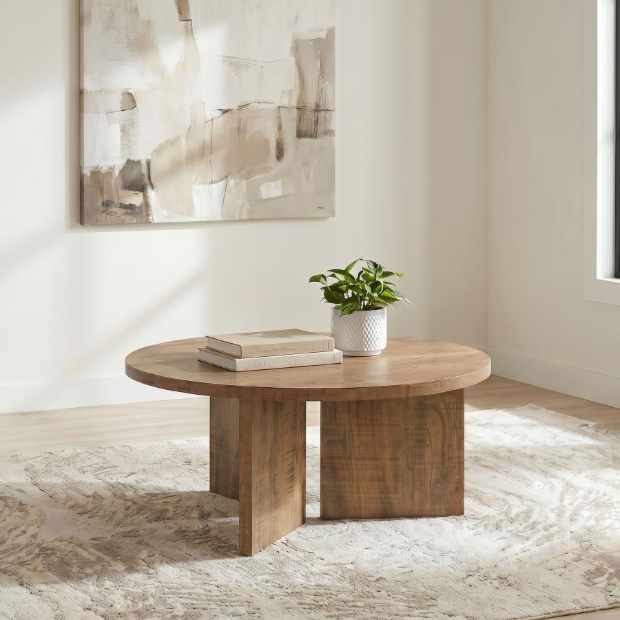 Aragon Round Panel Base Coffee Table Mango