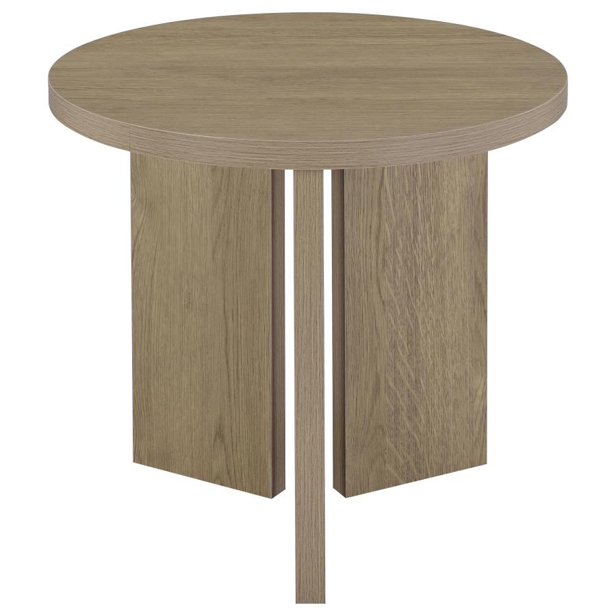 Aragon Round Panel Base End Table Latte