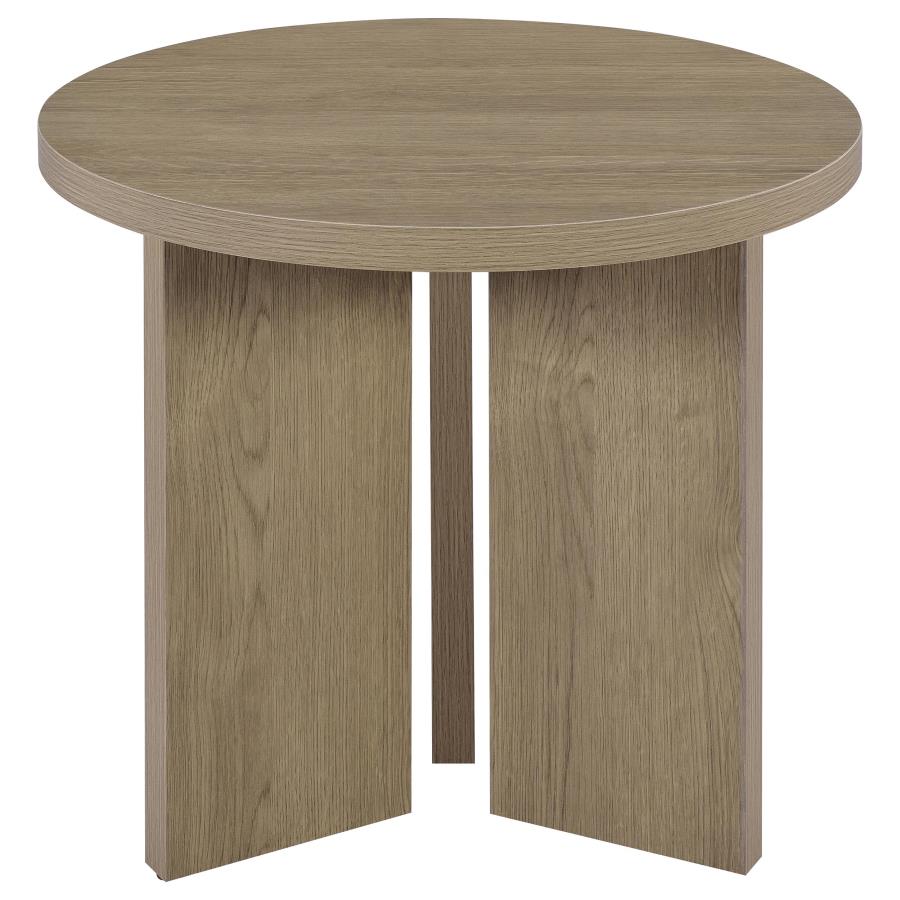Aragon 2-Piece Round Coffee and End Table Set Latte