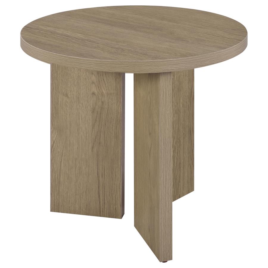 Aragon 2-Piece Round Coffee and End Table Set Latte