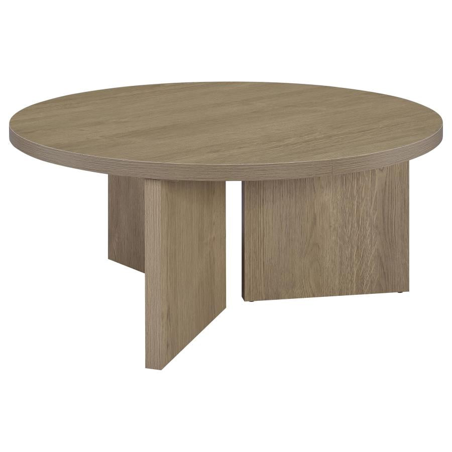 Aragon 2-Piece Round Coffee and End Table Set Latte
