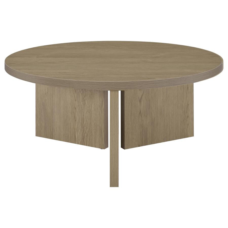 Aragon 2-Piece Round Coffee and End Table Set Latte