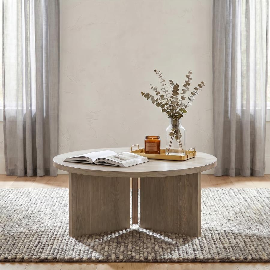 Aragon Round Panel Base Coffee Table Latte