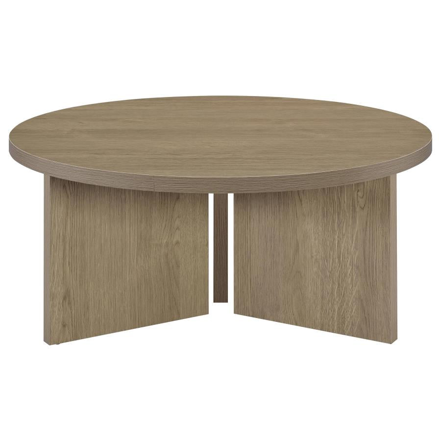 Aragon Round Panel Base Coffee Table Latte