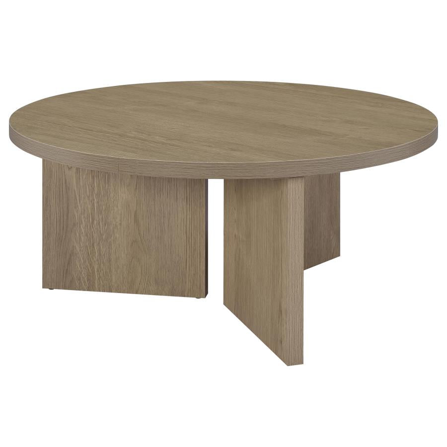 Aragon Round Panel Base Coffee Table Latte