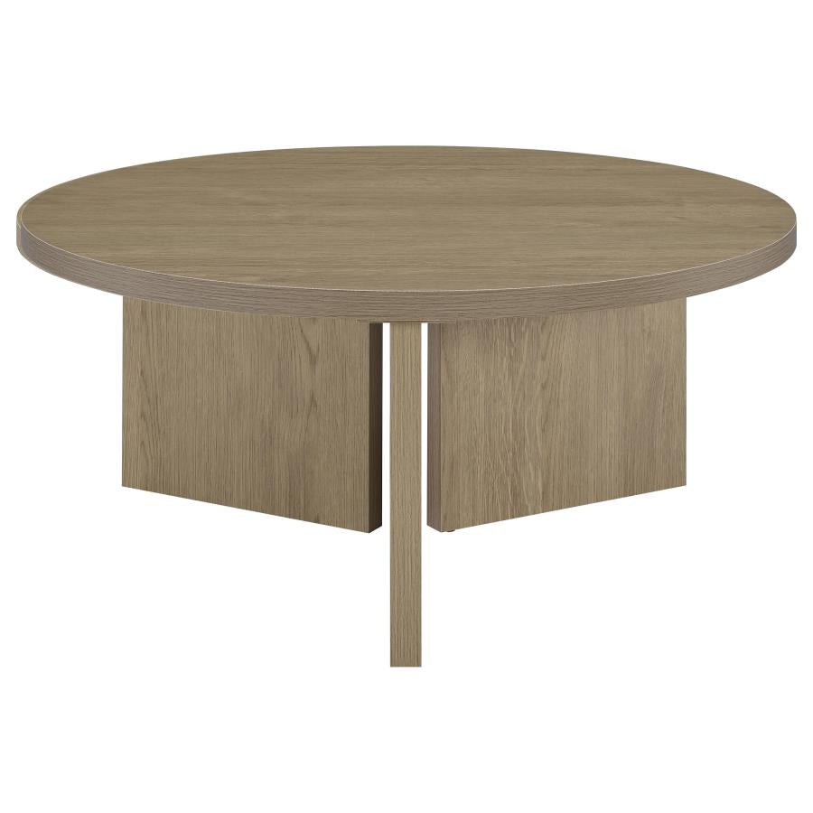Aragon Round Panel Base Coffee Table Latte