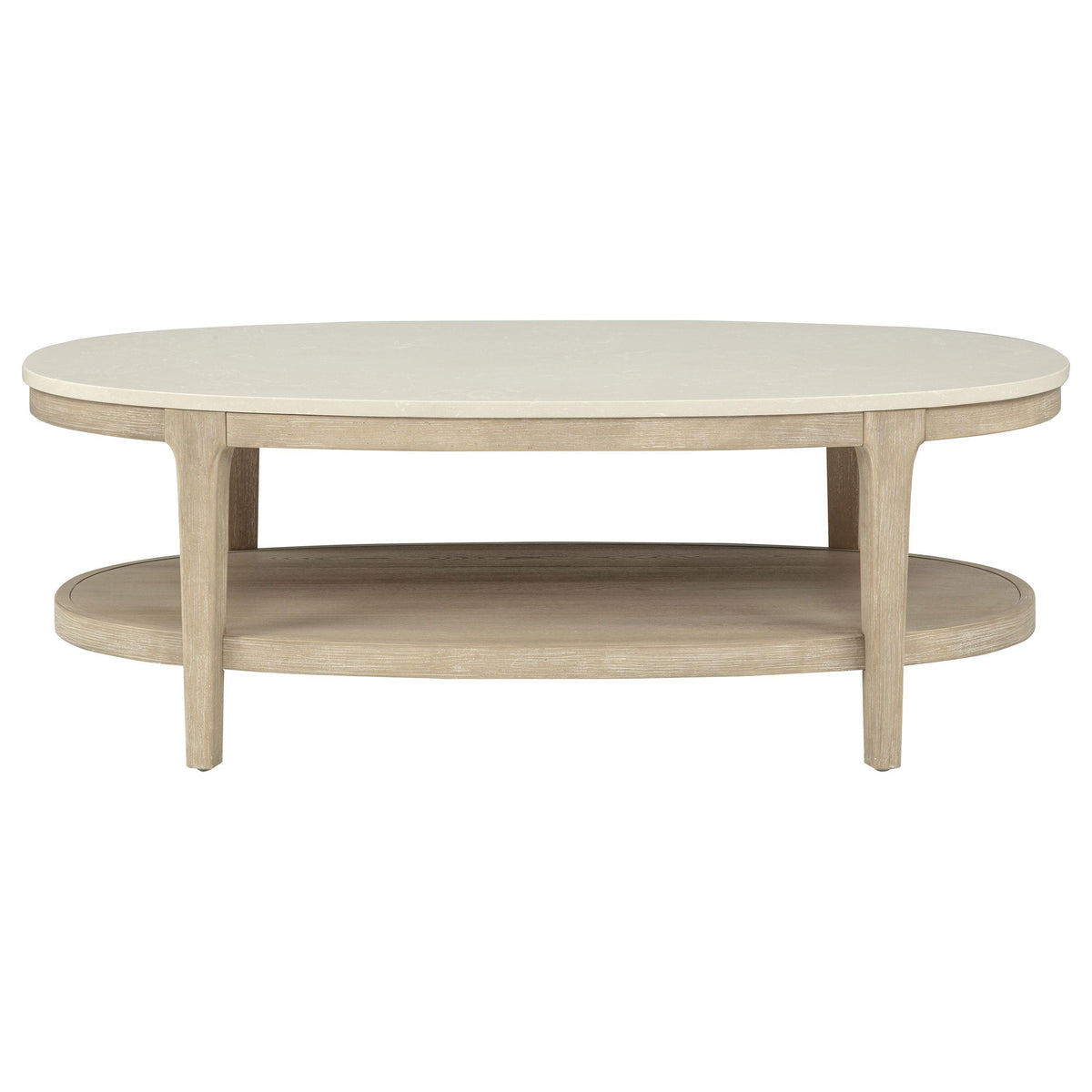 Lucaire Oval Cultured Marble Top Coffee Table Honed Cream and Sandstone