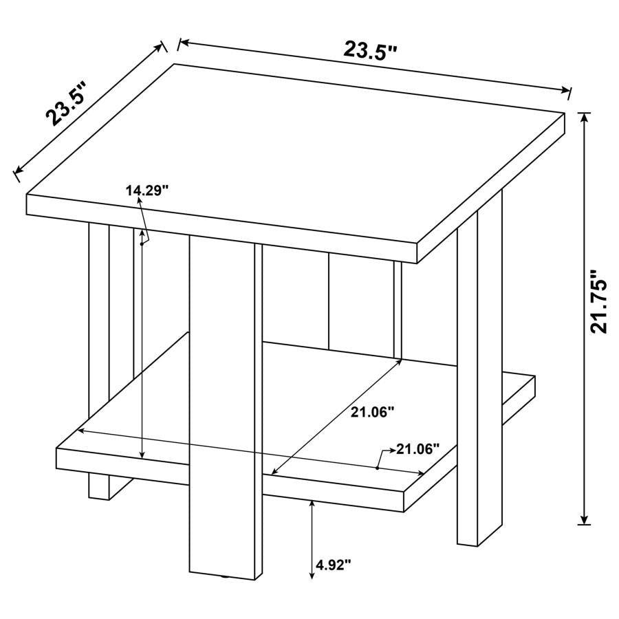 Dawn Square Engineered Wood End Table Mango Brown
