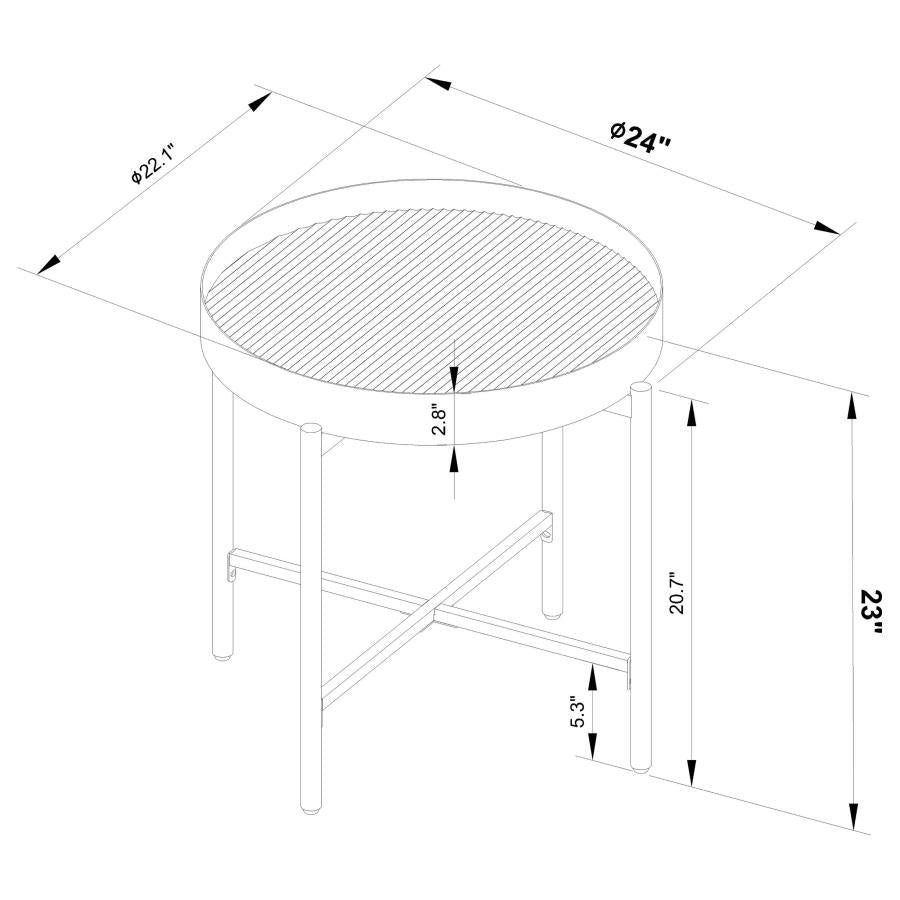 Ozella Round End Side Table with Recessed Top Sandy Black