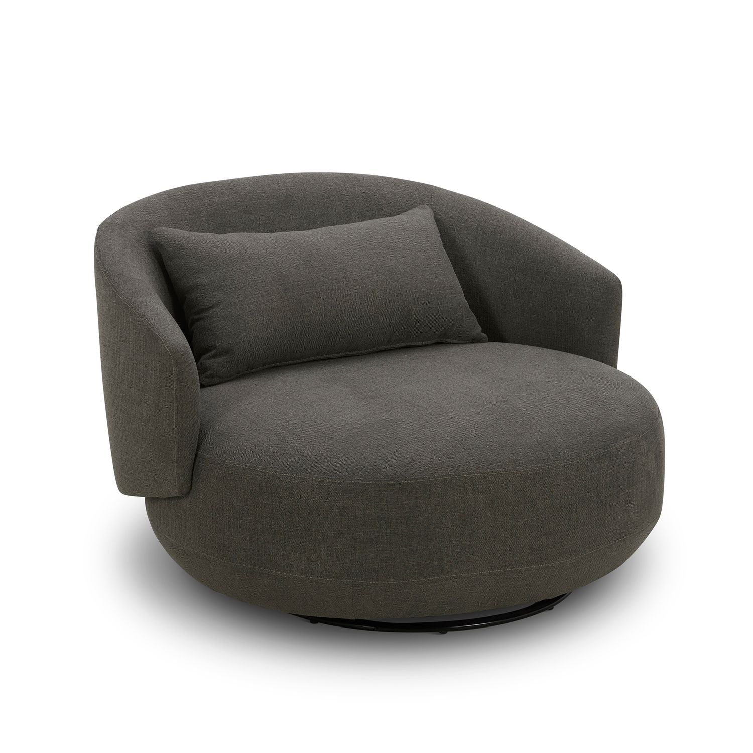 Haley Upholstery Swivel Cuddler Chair - Charcoal