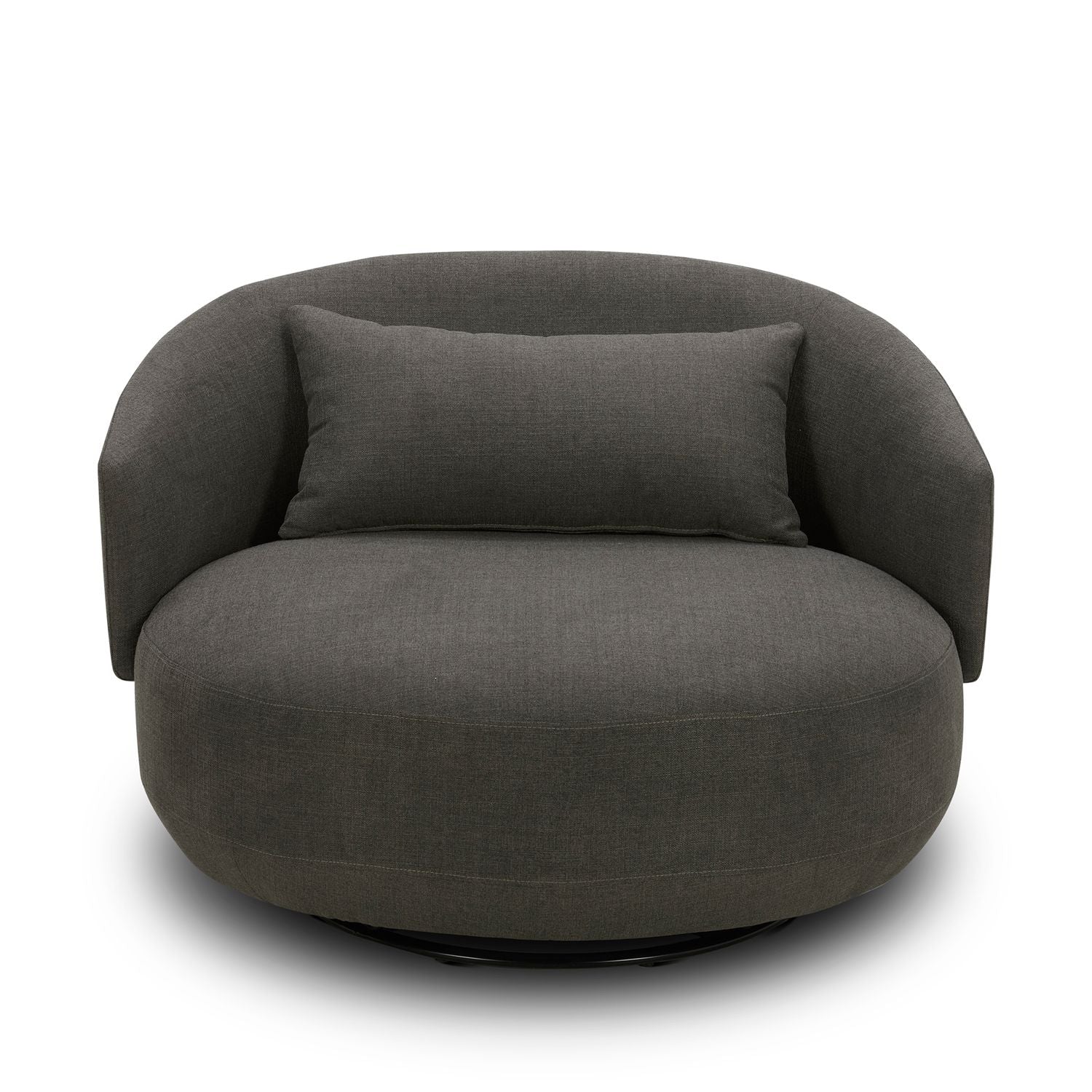 Haley Upholstery Swivel Cuddler Chair - Charcoal