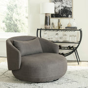 Haley Upholstery Swivel Cuddler Chair - Charcoal