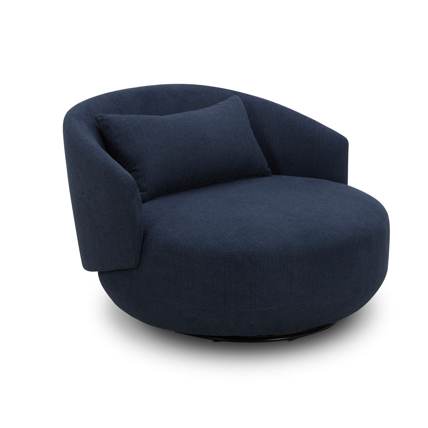 Haley Upholstery Swivel Cuddler Chair - Midnight