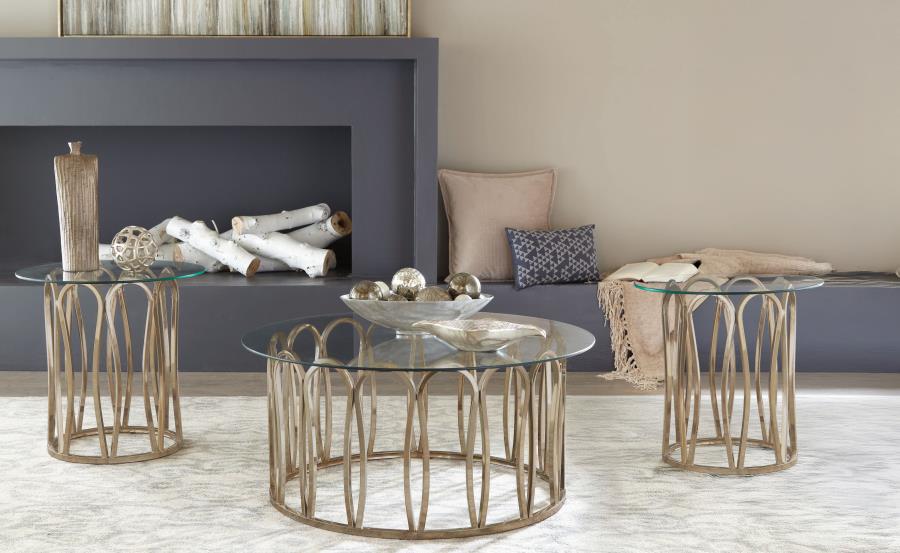 Monett 3-piece Coffee and End Table Set Chocolate Chrome