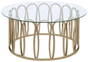 Monett Round Glass Top Coffee Table Chocolate Chrome