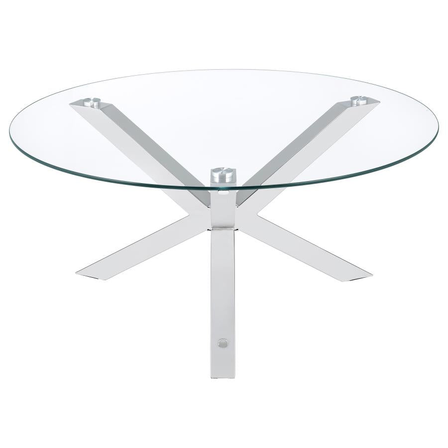 Kenzie 2-piece Round Coffee and End Table Set Chrome
