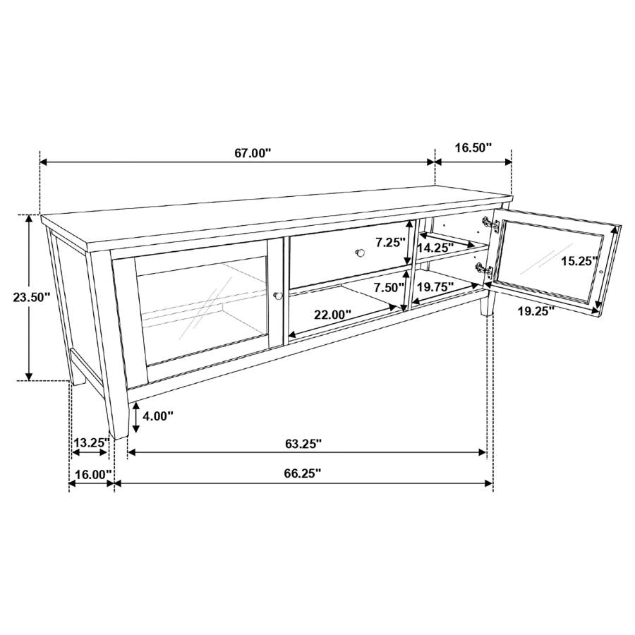 Hollis 2-door Wood 67-inch TV Stand with Drawer Brown and White
