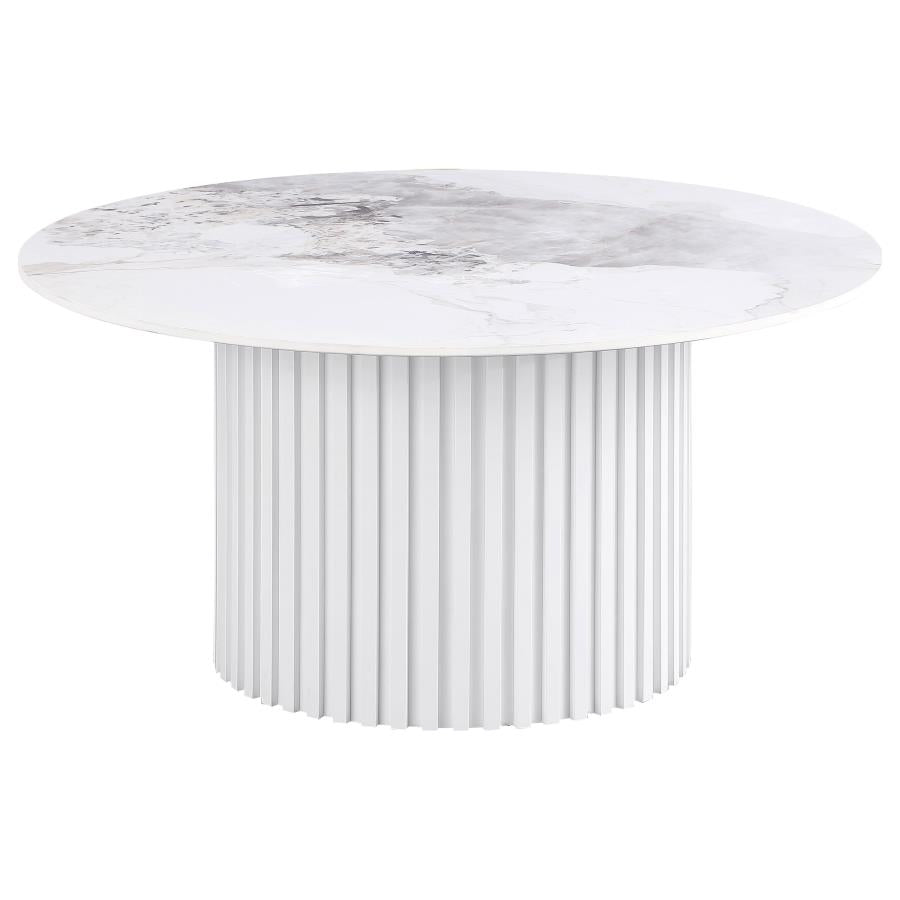Rowena 2-piece Coffee and End Table Set White Faux Marble