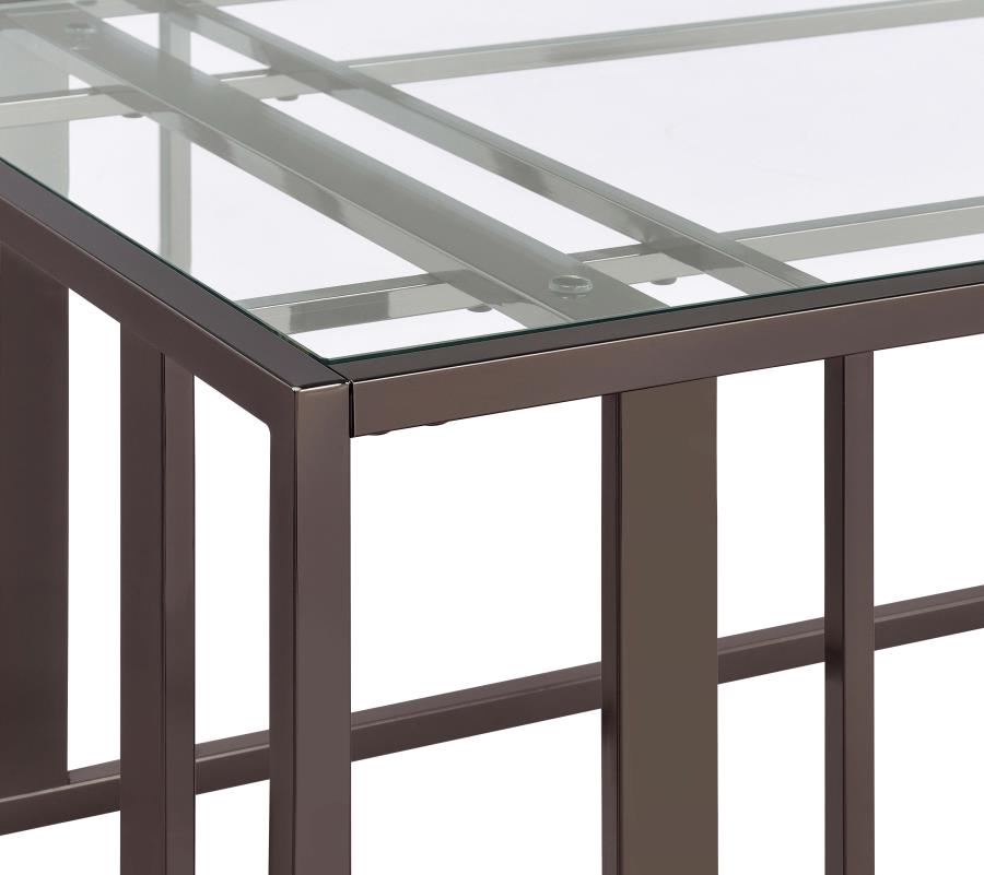 Adri Glass Top Entryway Console Table Black Nickel
