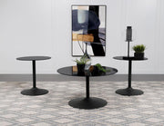 Ganso 3-piece Round Glass Top Coffee and End Table Set Black