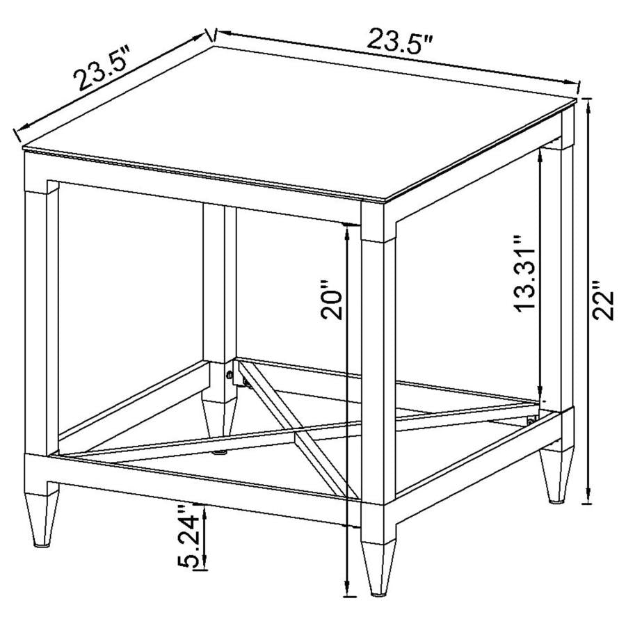 Lindley 3-piece Square Coffee and End Table Set Chrome