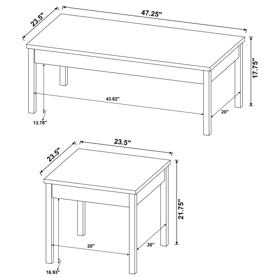 Stacie 3-piece Coffee Table Set Distressed Pine and White