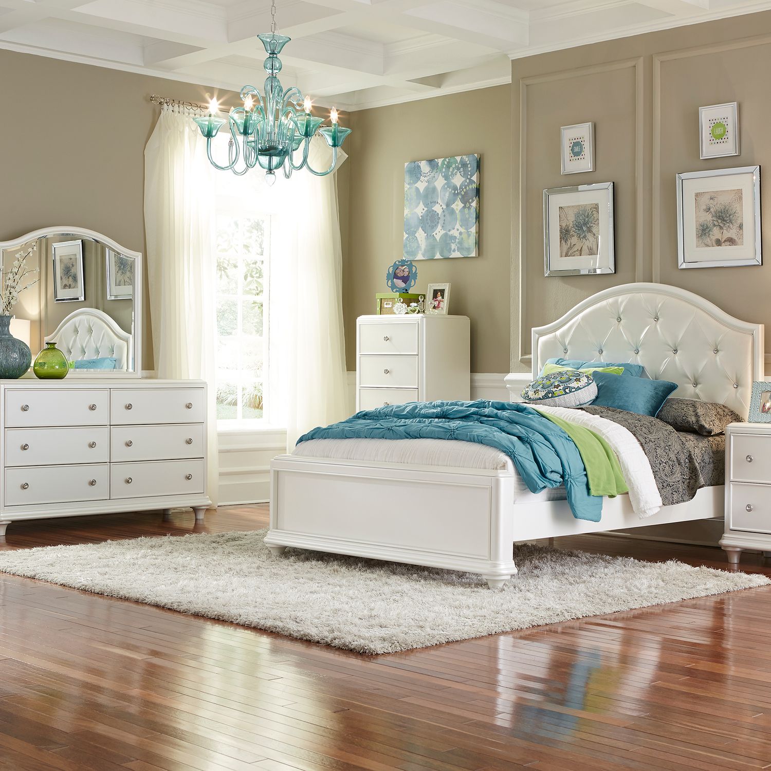 Stardust Twin Panel Bed, Dresser & Mirror