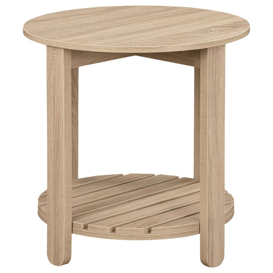 Fowler 2-piece Round Coffee and End Table Set Natural