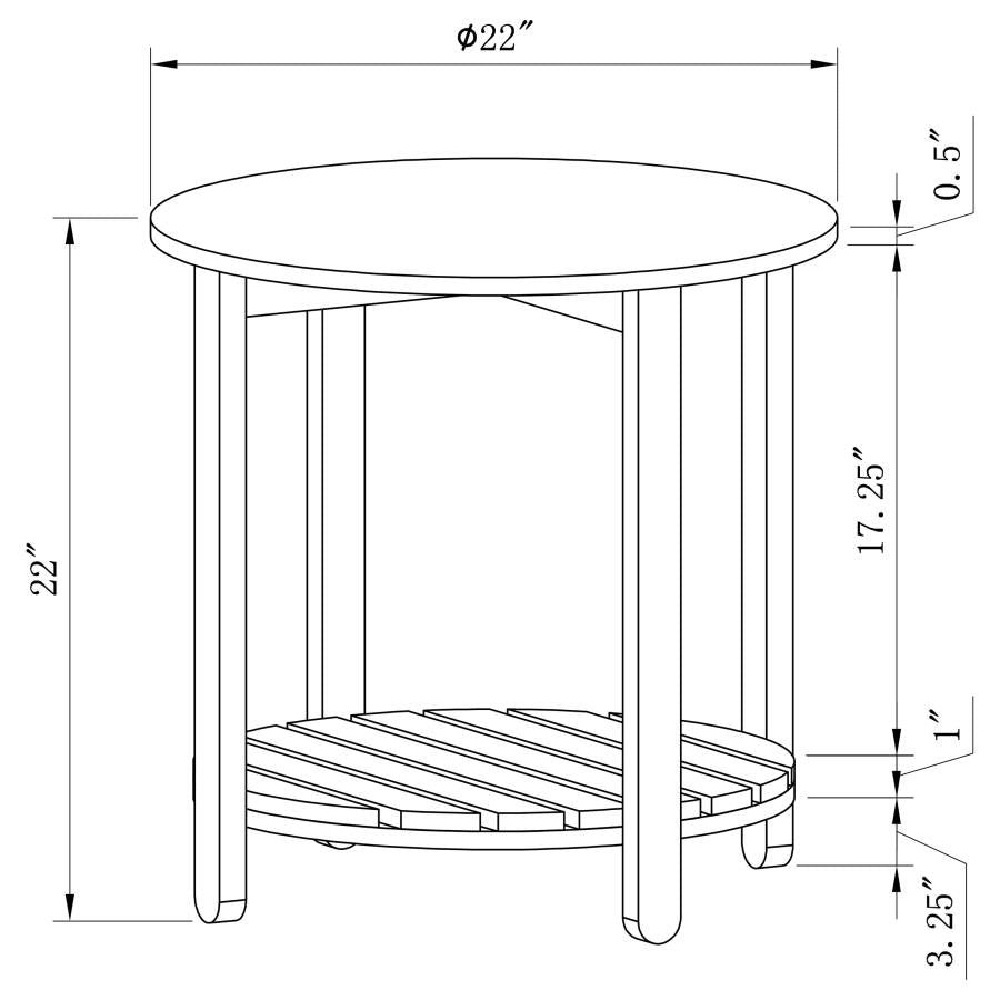 Fowler 2-piece Round Coffee and End Table Set Natural
