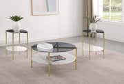 Jonelle 3-piece Round Coffee and End Table Set Gold