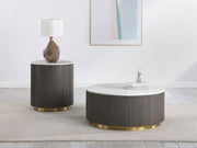 Jason 2-piece Round White Marble Coffee Table Set Charcoal