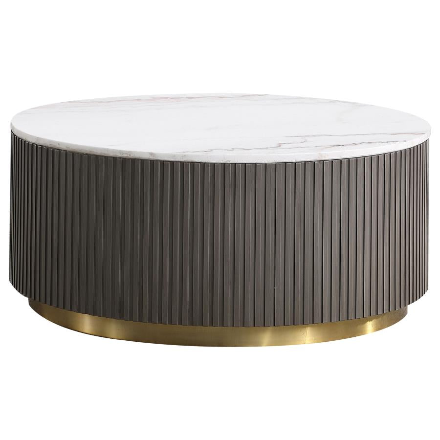 Jason 2-piece Round Marble Coffee and End Table Set White