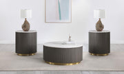 Jason 3-piece Round White Marble Coffee Table Set Charcoal