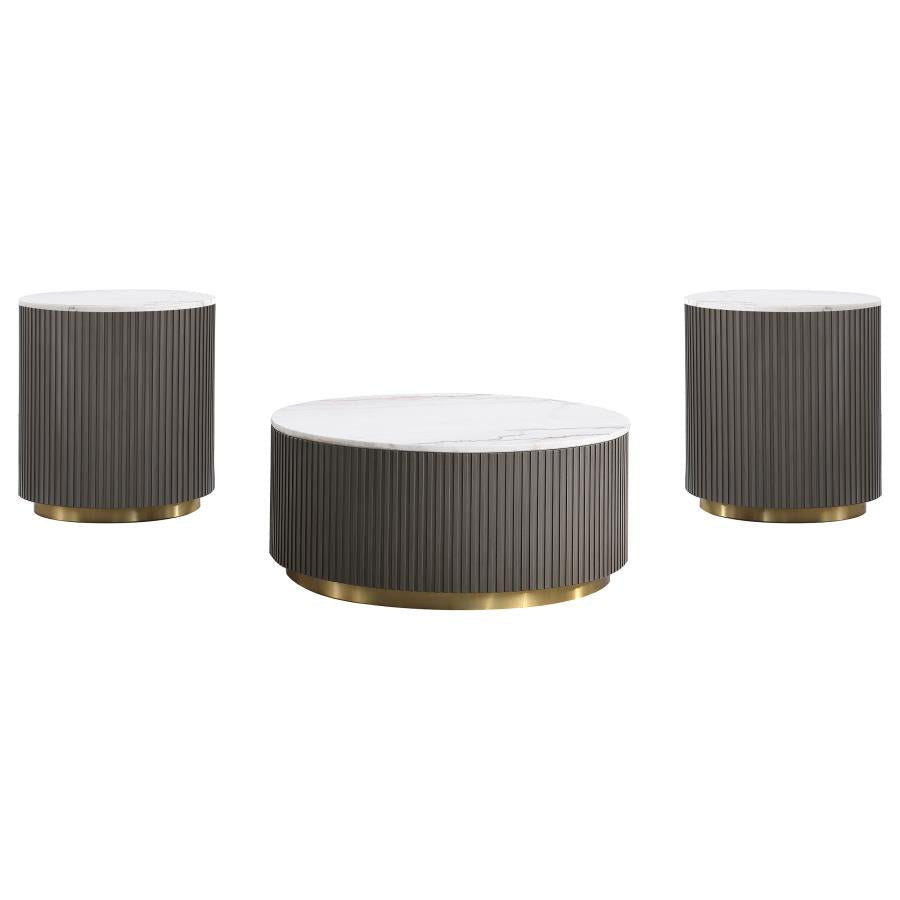 Jason 3-piece Round Marble Coffee and End Table Set White