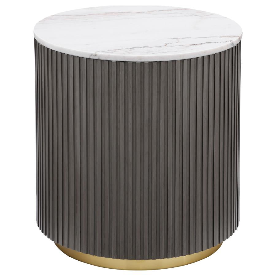 Jason 3-piece Round White Marble Coffee Table Set Charcoal