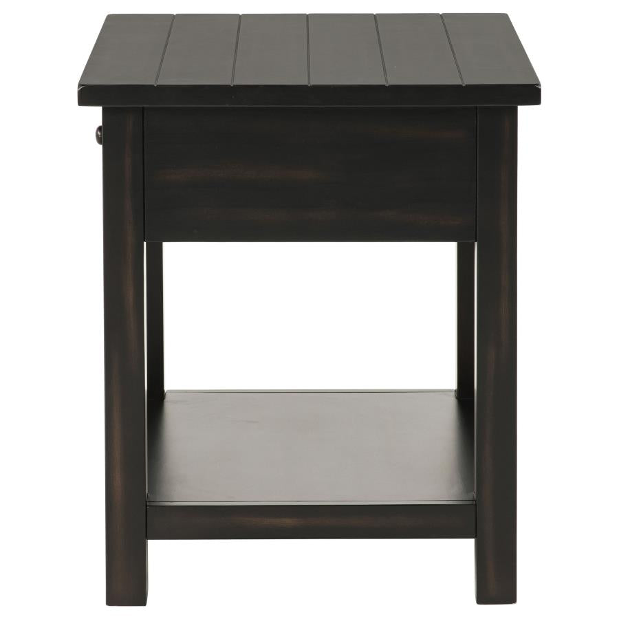 Payne 1-drawer Wood End Table with Shelf Distressed Java