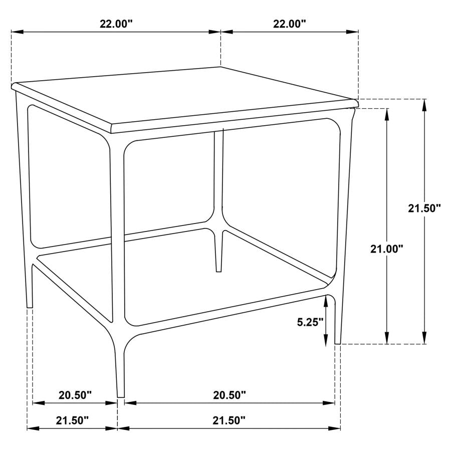 Ebby Square Genuine Marble Top Metal End Table White