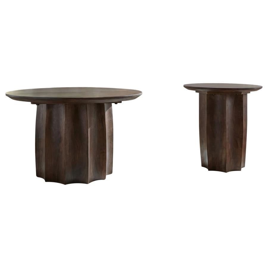 Cayenne 2-piece Solid Mango Wood Coffee Table Set Walnut