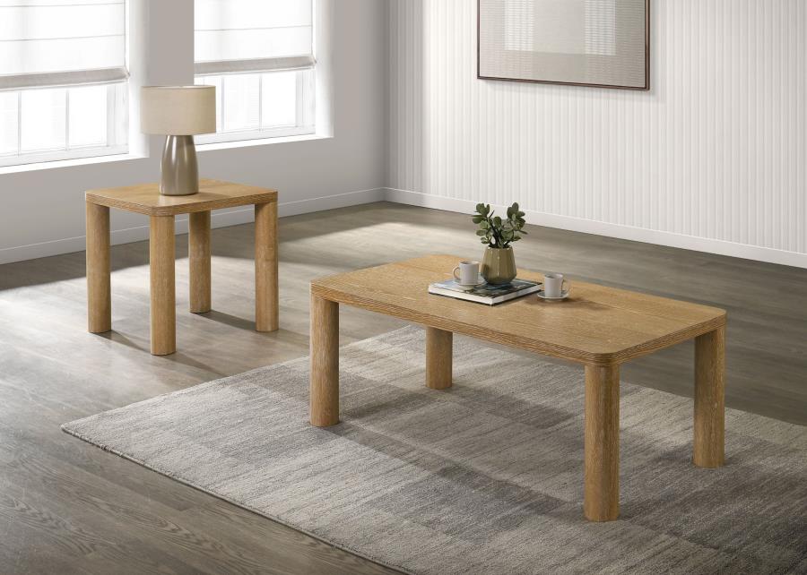 Castlewood Engineered Wood Accent Side End Table Light Oak