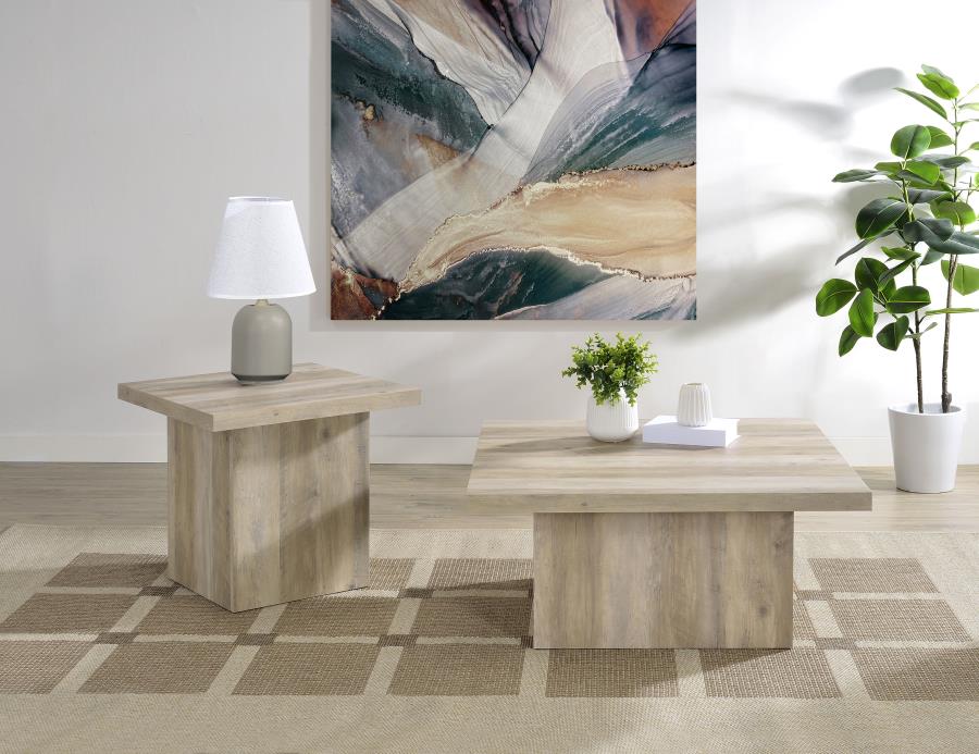 Devar Square Engineered Wood Coffee Table Distressed Pine