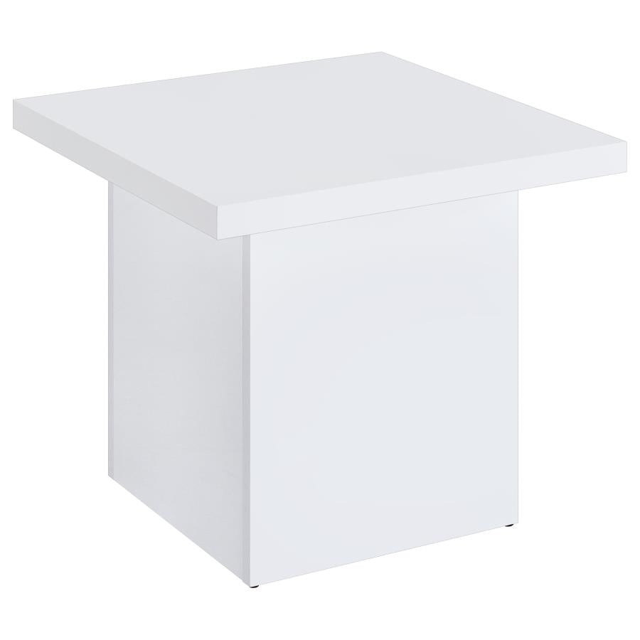 Devar 3-piece Square Coffee End Table Set White High Gloss