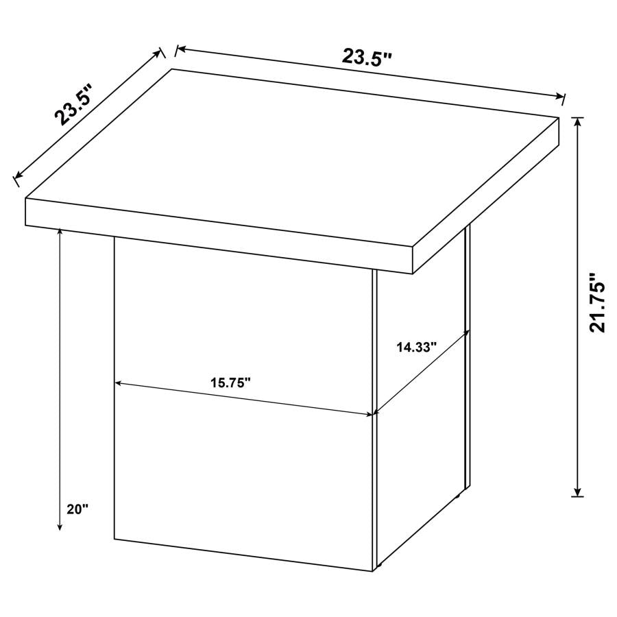 Devar 3-piece Square Coffee End Table Set White High Gloss