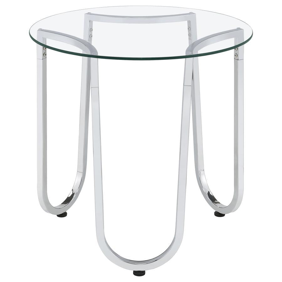 Beller 3-piece Round Tempered Glass Top Coffee Table Set Chrome