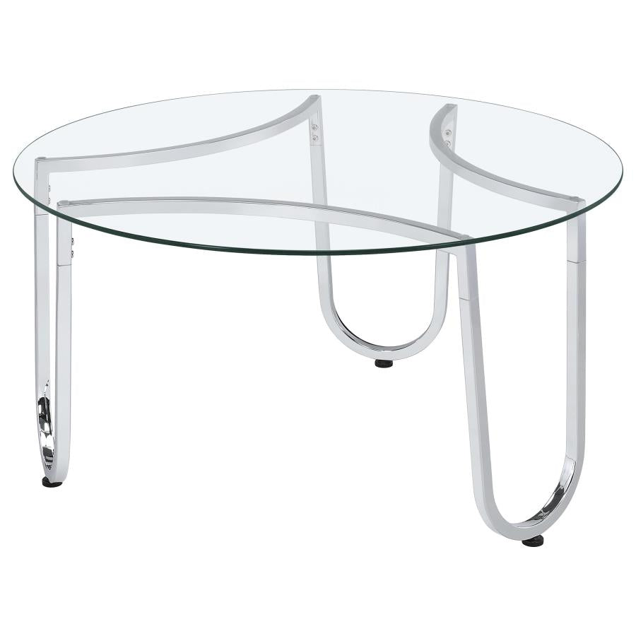 Beller 3-piece Round Tempered Glass Top Coffee Table Set Chrome