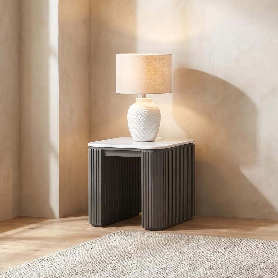 Lior Square Marble Top End Table Charcoal