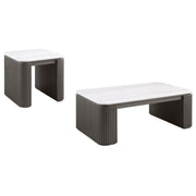 Lior 2-Piece Rectangular Marble Top Coffee and End Table Set Charcoal