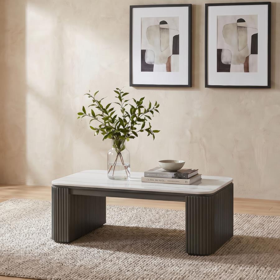 Lior Rectangular Marble Top Coffee Table Charcoal